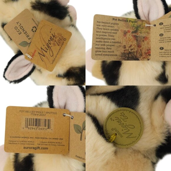 Aurora Miyoni Tots Pot Bellied Piglet Spotted 10" Stuffed Animal Plush Toy NWT - Picture 7 of 13